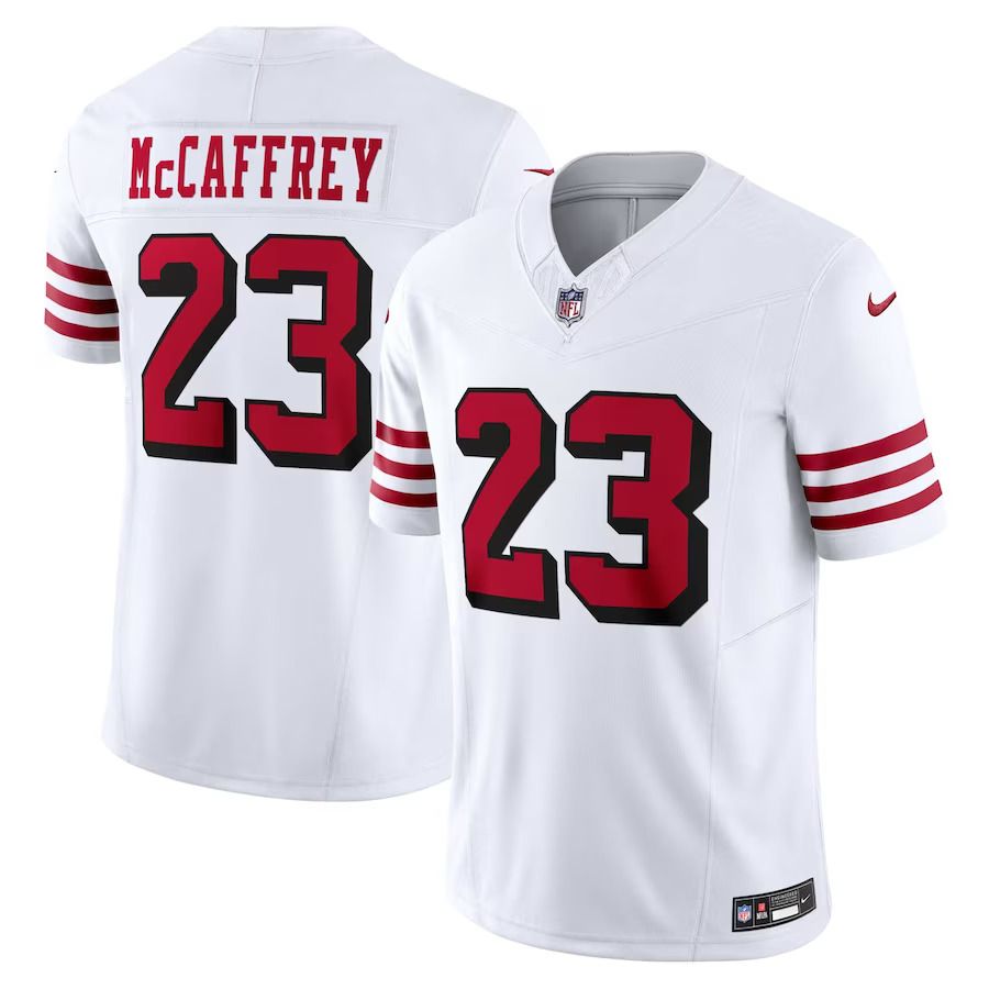 Men San Francisco 49ers #23 Christian McCaffrey Nike White Alternate Vapor F.U.S.E. Limited NFL Jersey->minnesota vikings->NFL Jersey